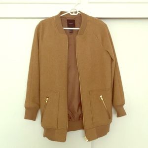Camel Oversized Bomber Jacket
